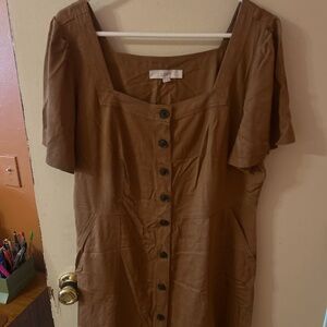 Size 14 Brown Button Mini Dress from Loft